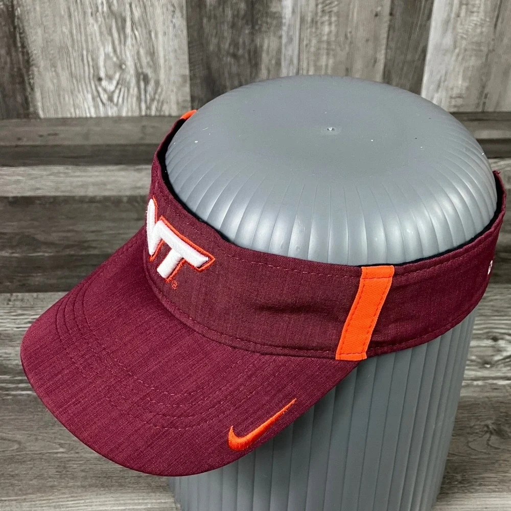 Nike Virginia Tech Hokies Maroon Dri-FIT Adjustable Athletic Visor Hat VT Logo